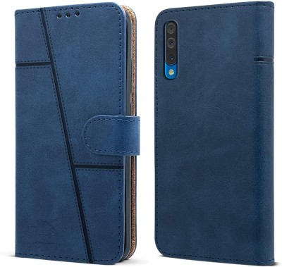 SnapStar Flip Cover for Samsung Galaxy A50/A50s(Premium Leather Material | 360-Degree Protection | Built-in Stand)(Blue, Dual Protection, Pack of: 1)