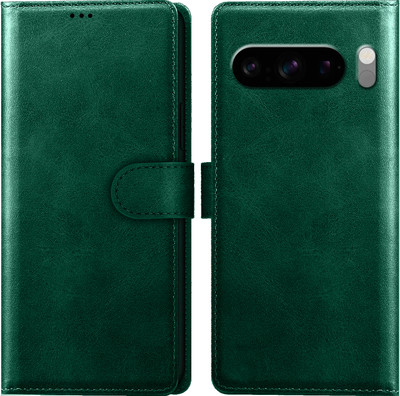 Roxel Flip Cover for Google Pixel 8 Pro |Vegan PU Leather |Foldable Stand & Pocket |Magnetic Closure(Green, Dual Protection, Pack of: 1)