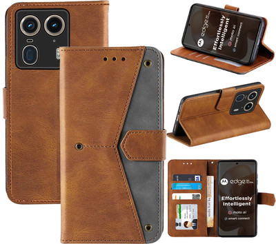 Autofocus Flip Cover for Motorola Moto Edge 50 Ultra 5G(Brown, Camera Bump Protector, Pack of: 1)