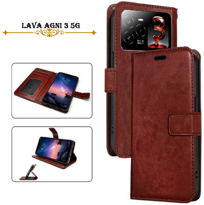 PARGO Flip Cover for Lava Agni 3 5G(Brown, Pack of: 1)
