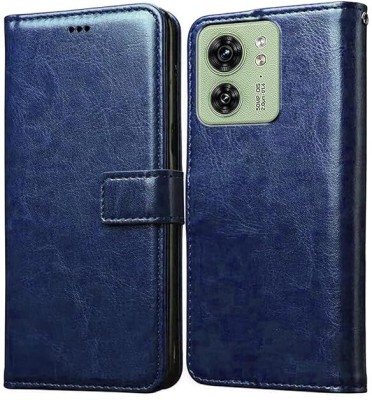 THE JUMP START STORE Flip Cover for Moto Edge 50 Pro Vegan Leather Protective Shockproof Bumper Flip Wallet Diary Cover Case(Blue, Shock Proof, Pack of: 1)