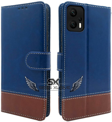 SESS XUSIVE Flip Cover for Mi Redmi K50i 5G -Dual-Color Leather Finish Wallet - Blue & Brown(Multicolor, Dual Protection)