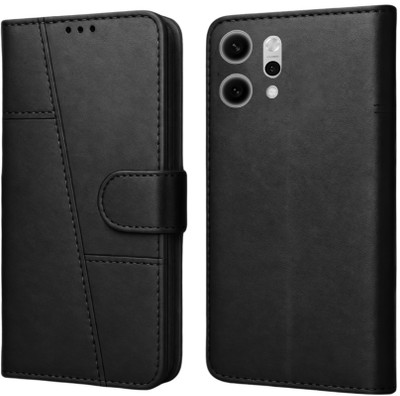 FABEKEE Flip Cover for Flip Back Cover Case for Oppo Reno14 Pro | Card Pockets Wallet & Stand | Flip Cover(Black, Card Holder, Pack of: 1)