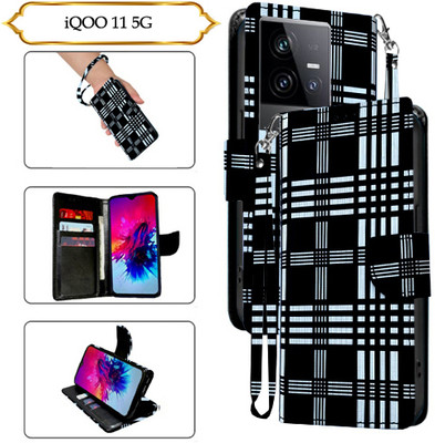 SALGO Flip Cover for iQOO 11 5G(Black, Pack of: 1)