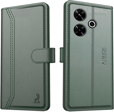AIBEX Flip Cover for Poco M6 Plus 5G / Redmi 13 5G |Premium Leather Finish | Magnetic Closure | Kickstand(Green, Magnetic Case, Pack of: 1)