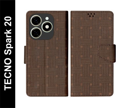 SScase Flip Cover for TECNO Spark 20(Brown, Shock Proof, Pack of: 1)