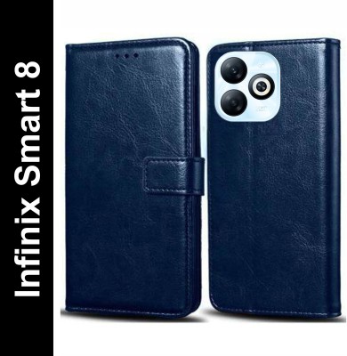 Turncoat Flip Cover for Infinix Smart 8(Blue, Grip Case, Pack of: 1)