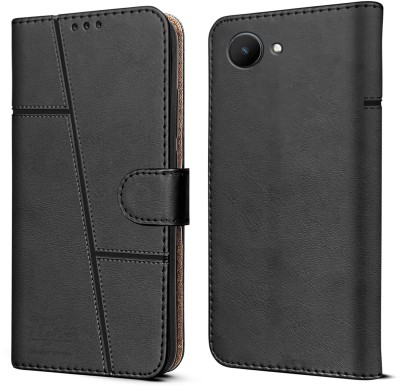NIMMIKA ENTERPRISES Flip Cover for Realme C30s(Premium leather material | 360-degree protection | Card slots and pockets)(Black, Dual Protection, Pack of: 1)
