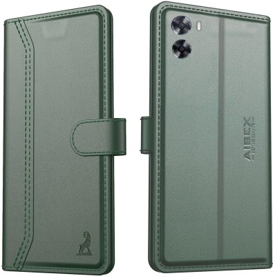 AIBEX Flip Cover for Oppo A57 4G (2022) / Oppo A77S / Oppo A77|Vegan PU Leather |Foldable Stand & Pocket(Green, Cases with Holder, Pack of: 1)