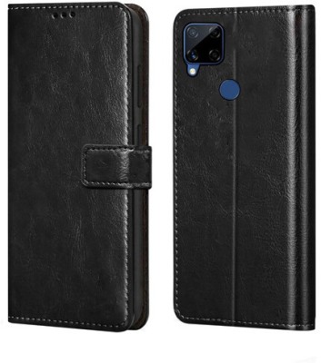 AKSP Flip Cover for Realme C15 Wallet Stand and Shock Proof(Black, Magnetic Case, Pack of: 1)