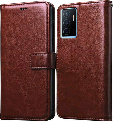 Casotec Flip Cover for Vivo Y75 4G(Brown, Pack of: 1)