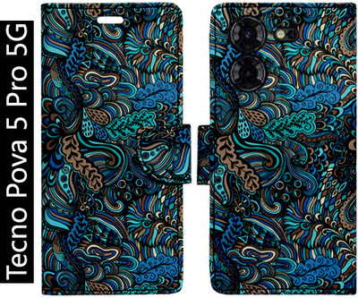 Toklot Flip Cover for Tecno Pova 5 Pro 5G(Blue, Pack of: 1)