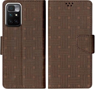 Telecase Flip Cover for Redmi 10 Prime (2021)(Brown, Shock Proof, Pack of: 1)