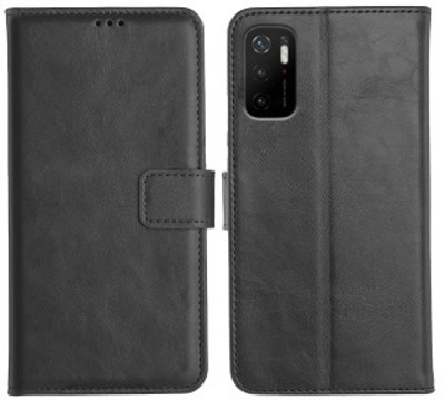 AKSP Flip Cover for Poco M3 Pro (5G) Leather Finish and Card Pockets(Black, Magnetic Case, Pack of: 1)