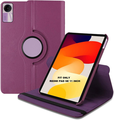 MJYK Flip Cover for Xiaomi Redmi Pad SE 11 inch 360 Degree Rotating Case(Purple, Dual Protection, Pack of: 1)