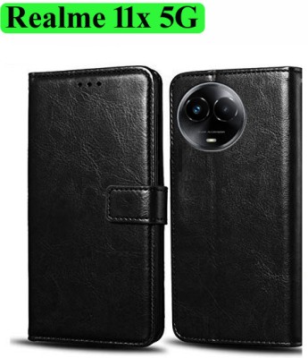 Wynhard Flip Cover for Realme 11x 5G, Realme Narzo 60x 5G(Black, Grip Case, Pack of: 1)