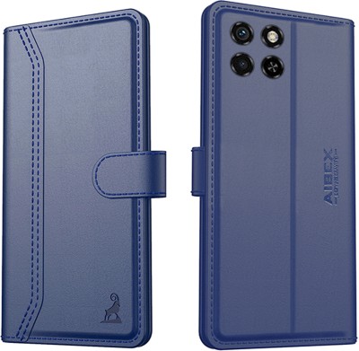 AIBEX Flip Cover for Itel S23 4G|Vegan PU Leather |Foldable Stand & Pocket |Magnetic Closure(Blue, Cases with Holder, Pack of: 1)