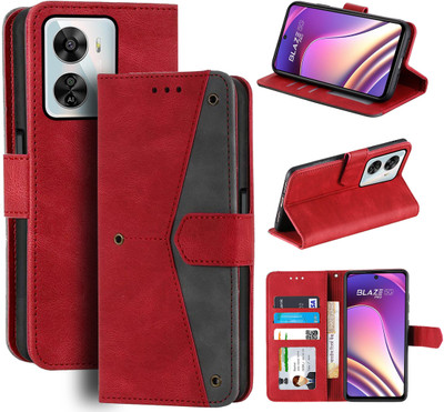 Unistuff Flip Cover for Lava Blaze Pro 5G(Red, Camera Bump Protector, Pack of: 1)