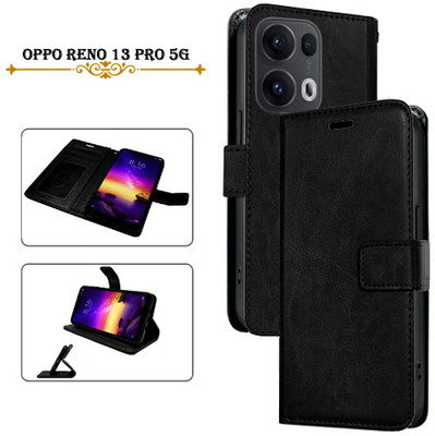 Cutemart Flip Cover for OPPO Reno 13 Pro 5G(Black, Pack of: 1)