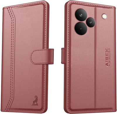 AIBEX Flip Cover for Realme P4 5G| Premium Leather Finish | Magnetic Closure | Kickstand Feature(Brown, Magnetic Case, Pack of: 1)