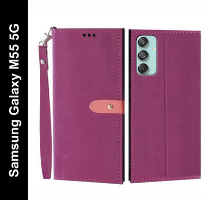 Wynhard Flip Cover for Samsung Galaxy M55 5G, Samsung Galaxy M55s 5G(Pink, Grip Case, Pack of: 1)