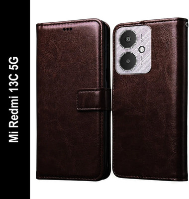 Casotec Flip Cover for Mi Redmi 13C 5G, Poco M6 5G(Brown, Pack of: 1)