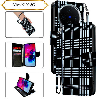 Cutemart Flip Cover for Vivo X100 5G(Black, Pack of: 1)