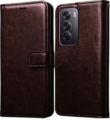 Casotec Flip Cover for Oppo Reno 12 Pro 5G(Brown, Pack of: 1)
