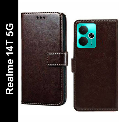 Turncoat Flip Cover for Realme 14T 5G(Brown, Grip Case, Pack of: 1)