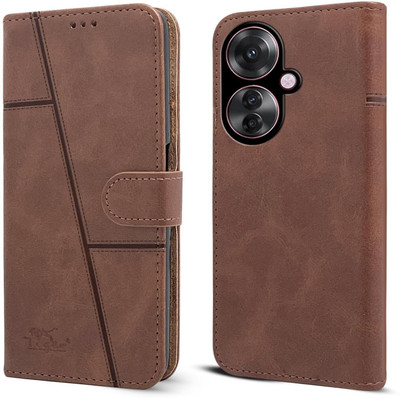 ABNCREATIONSS Flip Cover for oppo f25 pro 5g(Brown, Dual Protection, Pack of: 1)