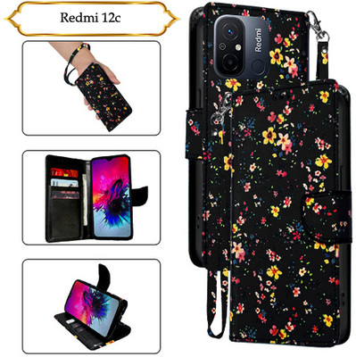 Asmart Flip Cover for Redmi 12c(Black, Pack of: 1)