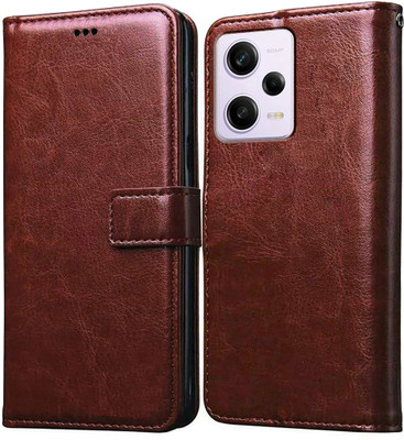 Casotec Flip Cover for Redmi Note 12 Pro 5G(Brown, Magnetic Case, Pack of: 1)