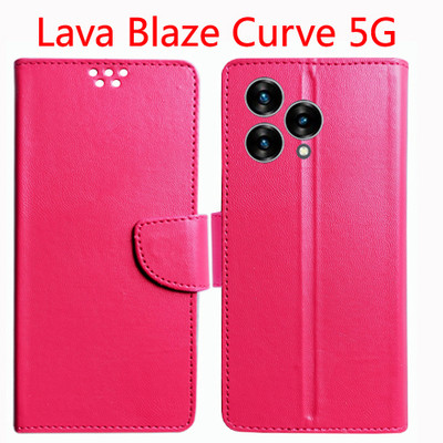 Toklot Flip Cover for Lava Blaze Curve 5G(Pink, Pack of: 1)
