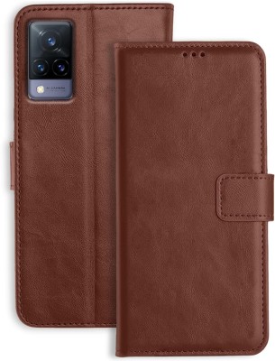 COVERHEAD Flip Cover for Coverhead Flip Cover for Vivo V21 (Brown, Dual Protection, Pack of: 1)(Brown, Grip Case)