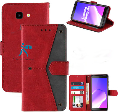 XSHIELD Flip Cover for Samsung Galaxy J4 Plus (Wallet Case)-Genuine Leather- Card Holders-Shockproof Back Cover(Red, Dual Protection, Pack of: 1)