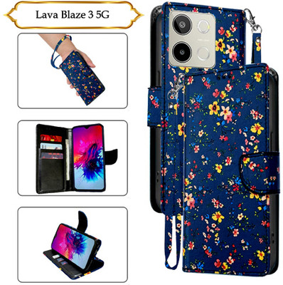 SALGO Flip Cover for Lava Blaze 3 5G(Blue, Pack of: 1)