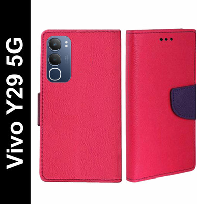 Mehsoos Flip Cover for Vivo Y29 5G(Pink, Dual Protection, Pack of: 1)