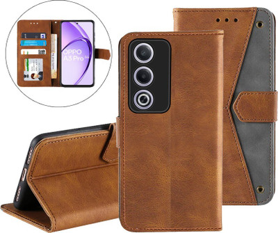 Aarov Flip Cover for Oppo A3 Pro 5G(Brown, Dual Protection, Pack of: 1)
