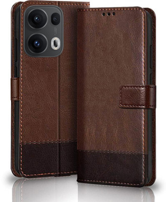 SESS XUSIVE Flip Cover for OPPO Reno 13 Pro 5G -Dual-Color Leather Finish Wallet - Brown & Coffee(Brown, Dual Protection)