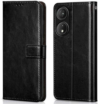 WOW Imagine Flip Cover for Oppo A59 5G (Flexible | Leather Finish | Card Pockets Wallet & Stand |(Black, Magnetic Case, Pack of: 1)