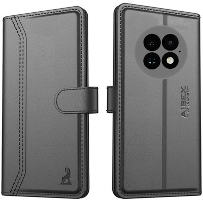 AIBEX Flip Cover for OnePlus 13R 5G |Premium Leather Finish | Magnetic Closure | Kickstand Feature | Shockproof(Black, Magnetic Case, Pack of: 1)