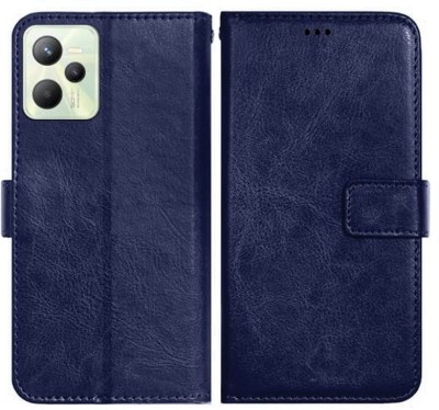 Loopee Flip Cover for Realme C35, Realme Narzo 50A Prime Premium Leather Finish, with Card Pockets, Wallet Stand(Blue, Shock Proof, Pack of: 1)