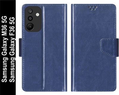 SBMS Flip Cover for Samsung Galaxy M36 5G / Samsung F36 5G Back Cover Case with Magnatic Closure(Blue, Shock Proof, Pack of: 1)