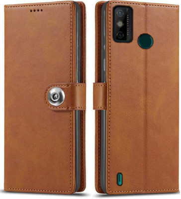 Coverage Flip Cover for Tecno KE5K /Spark 6Go(Brown, Magnetic Case, Pack of: 1)