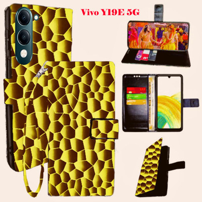 SHANNO Flip Cover for Vivo Y19E 5G(Yellow, Pack of: 1)