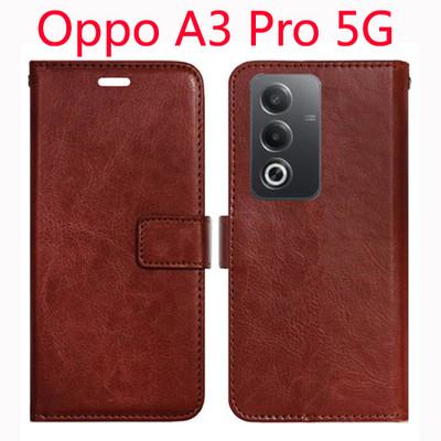Toklot Flip Cover for Oppo A3 Pro 5G(Brown, Pack of: 1)