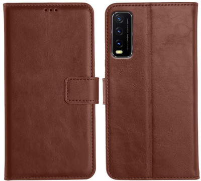 SUCH Flip Cover for Such Flip Cover for Y20g-v2037 (Brown, Dual Protection, Pack of: 1)(Brown, Card Holder)