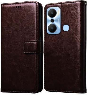 Trending Today Wallet Case Cover for Infinix Hot 20 Play 4G, Limited Edition Premium Business Series Flip Back Cover Case, Coffee(Brown, Magnetic Case, Pack of: 1)