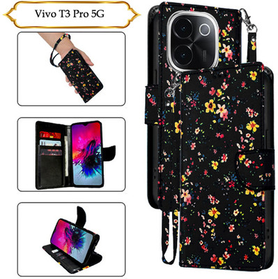 SALGO Flip Cover for Vivo T3 Pro 5G(Black, Pack of: 1)