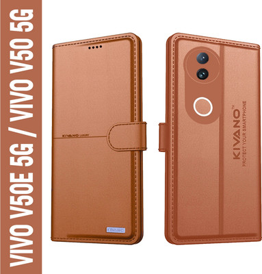 KIVANO Flip Cover for Vivo T4R 5G / iQOO Z10R 5G / Vivo V50E 5G / Vivo V50 5G|Premium Leather Wallet Case(Brown, Magnetic Case, Pack of: 1)